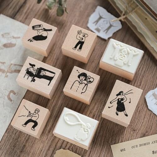 Wood Mounted Rubber Stamps Boys Girls Daily Decorative Wood Rubber Stamp For Diy Craft Letters Diary And Craft Scrapbooking