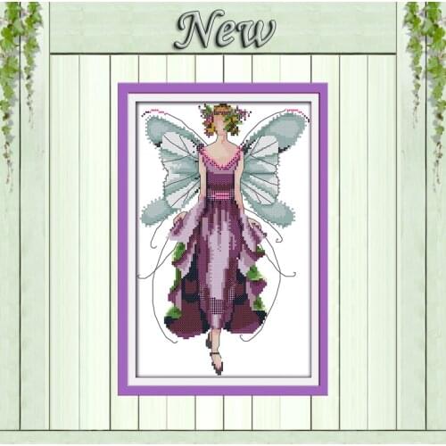 Violet fairy beautiful girl decor painting counted printed on canvas DMC 14CT 11CT Cross Stitch Needlework Sets Embroidery kits