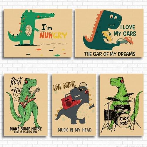 WTQ Canvas Painting Cartoon Animal Poster Crocodile Kindergarten Wall Decor Wall Art Picture Decoration Room Decor Home Deco