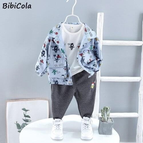 Kids Boy Clothes Autumn New Cotton Sets 1-4 Years Boy Cartoon Anime Print Hooded + Sweater+ Pants Casual Sports Baby 3pcs Suit