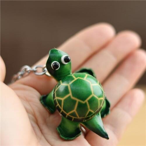 Cowhide Mini Simulation Small Turtle Animal Toy Creative Gift Keychain Couple Pendant Backpack Accessories