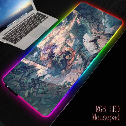MRGBEST RGB LED Light Gaming Mousepads Japan Anime Girl printed rubber durable Desk Mat best mice mat for gamer gaming