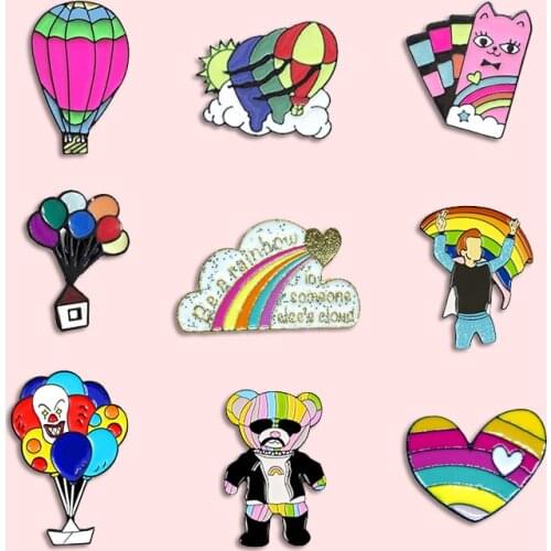 Colorful Balloon Metal Enamel Brooch Clown Hot Air Balloon Planet Badge Pin Fun Trendy Costume Backpack Jewelry Accessories Gift