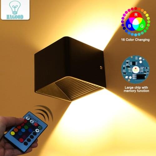 Cube Cob LED Square Wall Sconce RGB Remote Control bathroom home Decoration Lights AC85-265V Indoor Stairs sconce wall light
