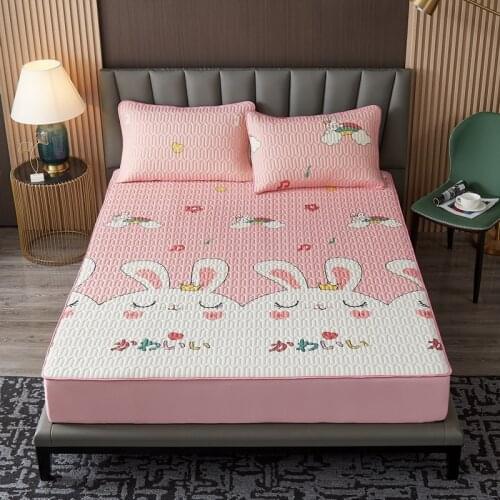 Cartoon pattern summer latex cool feeling breathable ice silk bedspread washable three-piece mat covers for bed