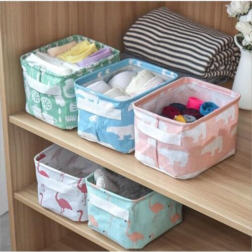 Linen Desktop Storage Box Waterproof Toy Sundries Storage Basket Cosmetic Underware Storage Organizer Office Stationery