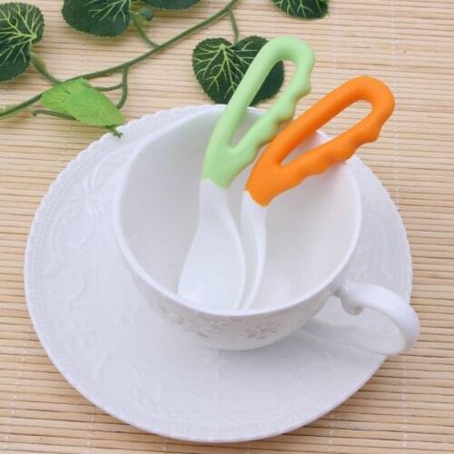 2Pcs Baby Infant Spoon Solid Feeding Safe Pacifier Bending Spoon Curved Flatware