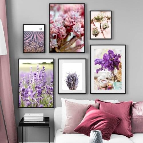 Wall Art Canvas Painting Purple Flowers Lavender Succulent Plants Nordic Posters And Prints Wall Pictures For Living Room Decor