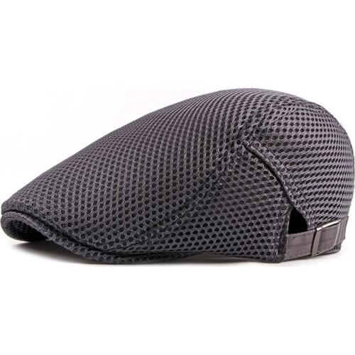 Men Beret Hats Mesh Breathable Beanies Mesh Grid Beret Korean Style Unisex Men Women Peaked Caps