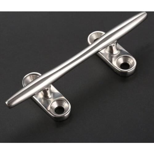 2Pcs Marine 316 Stainless Steel Boat Yacht Hardware Open Base Rope Cleat Open Base Stud Mount 4in 100mm Rowing Boats Part Silver