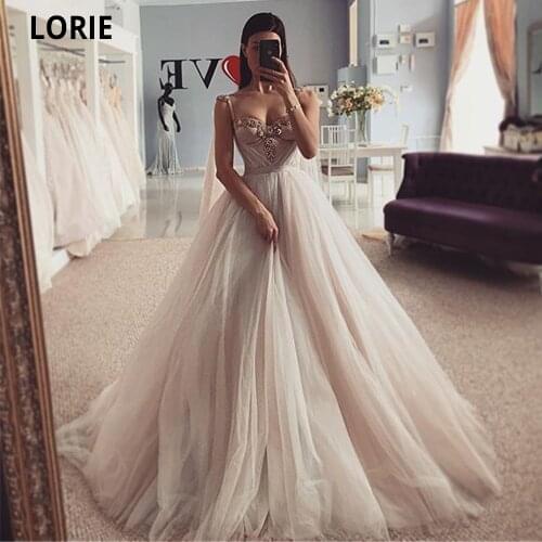 LORIE 2020 Fall Dresses For Women Wedding Guest Sweetheart Neck Spaghetti Straps Wedding Dresses Beach A-Line Bridal Dresses