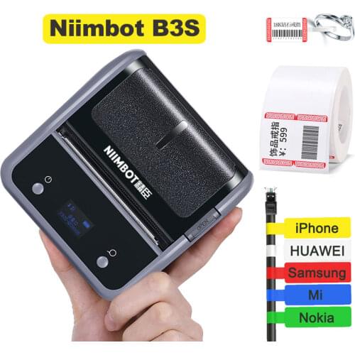 Niimbot B3S Portable Jewelry Label Printer Maker Mini Thermal Cable Printer Machine for Phone iOS Android Label Paper Roll