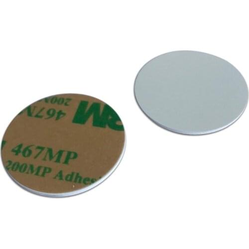 Pvc 3M adhesive back 1mm thick round 25mm rfid 1k coin tag 100pcs/lot
