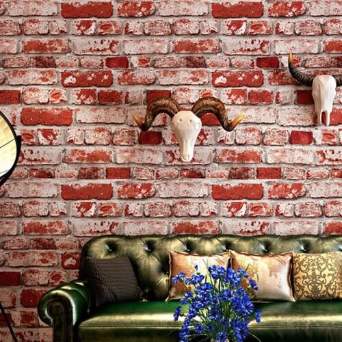 Retro Nostalgic Imitation Brick Pattern Brick Brick Wallpaper Cement Loft Retro Industrial Style Internet Bar and Internet Ca