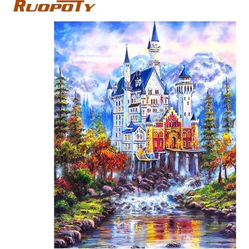 RUOPOTY Fantasy Castle Landscape DIY Digital Oil Painting By Numbers Modern Wall Art Picture Canvas Painting For Home Decoration