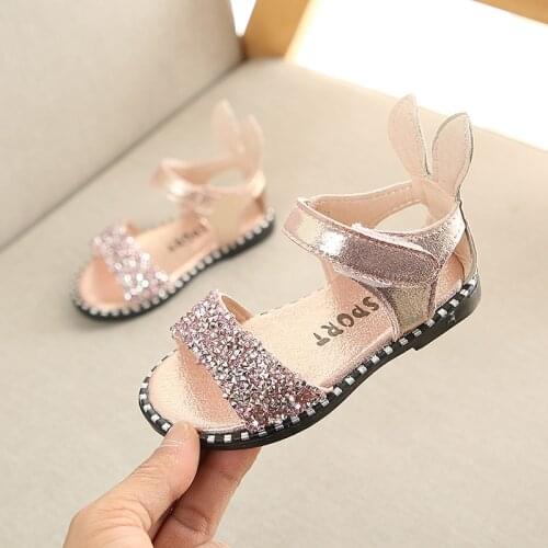 2019 New Summer Children Shoes Toddler Baby Girls Sandals Princess Rabbit Ear Shoes Soft Kids Sandals For Girls 21-25