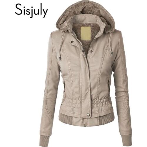 Sisjuly Jacket Coat Women 2019 Winter Slim Zipper Hooded Coat Female Warm Casual Outerwear Solid 2xl Fall Leather Jacket Coats