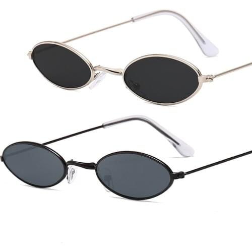 1 Pc Retro Small Oval Sunglasses Women Vintage Brand Shades Black Red Metal Color Sun Glasses Fashion Design Eyeglasses