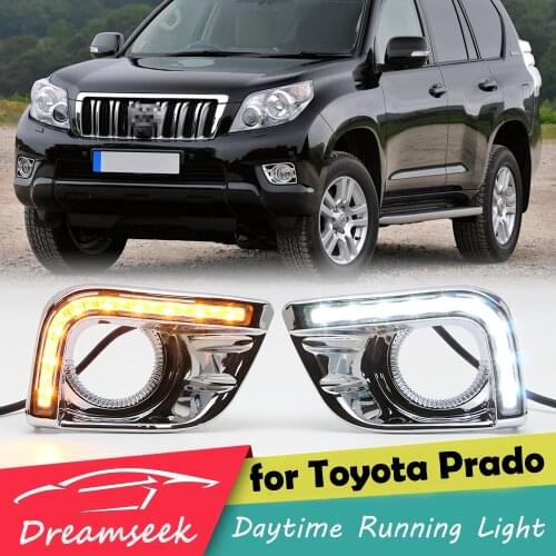 LED DRL Day Light Fog Lamp for Toyota Land Cruiser Prado J150 2010 2011 2012 2013 Daytime Running Light with Turn Signal Chrome