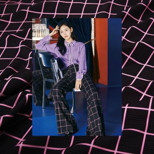 Plaid printed polyester fabric digital printing clothes dress polyester fabric meter pants handmade DIY fabric wholesale cloth