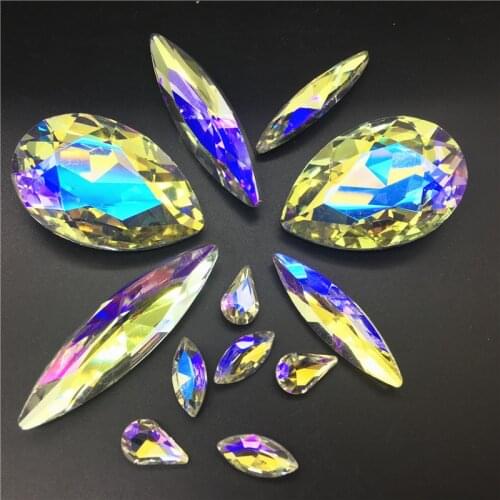 TopStone Night Sky Big Drop Navette Glass Crystal Pointback Fancy Stone 30x40 13x48 10x35 8x13 7x15 mm Rhinestone