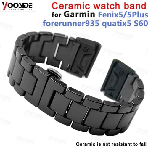 YOOSIDE 22mm Ceramic Butterfly Buckle for Garmin Fenix 5/5 Plus/Forerunner 935/Quatix 5/Approach S60 Quick Fit Watch Band Strap