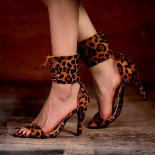 Red Leopard Heels Women Summer T-stage High Heels Sandals Women Sexy Stiletto Heels Women Pumps Party Gladiator Shoes 2021