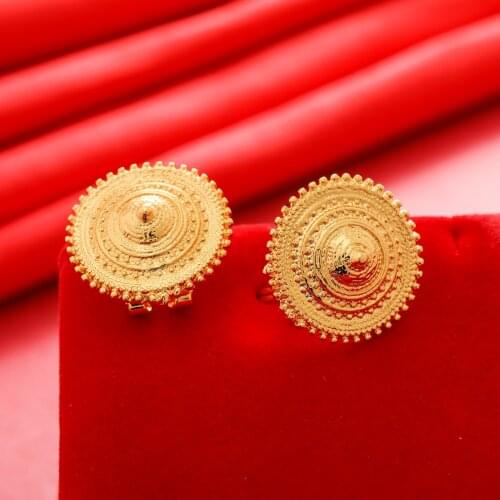 Dubai Gold Color Earrings 24K For Women Wedding Jewelry Womens Earrings For Girls Bridal Wife Gifts African Dubai French