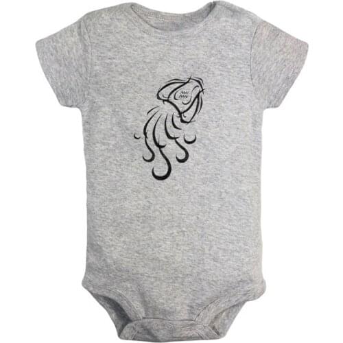 Constellation Aries Libra Aquarius Symbol Design Newborn Baby Boys Girls Outfits Jumpsuit Print Infant Bodysuit Clothes
