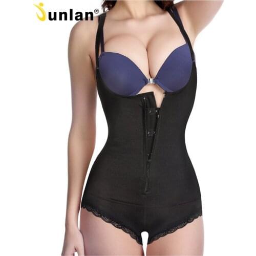 Junlan Women Bodysuit Shaping Underwear Reducing Body Shaper Zipper Waist Trainer Open Crotch Body Shaping Shapewear Straps