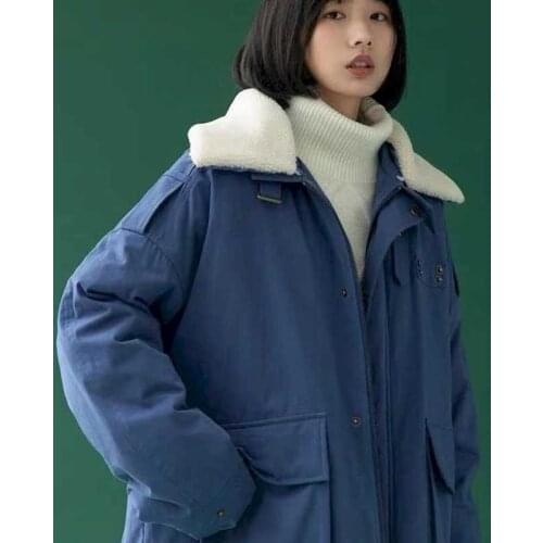 Winter tooling plus velvet cotton jacket women winter loose Korean version of lamb wool coat wild thick plus velvet cotton jacke