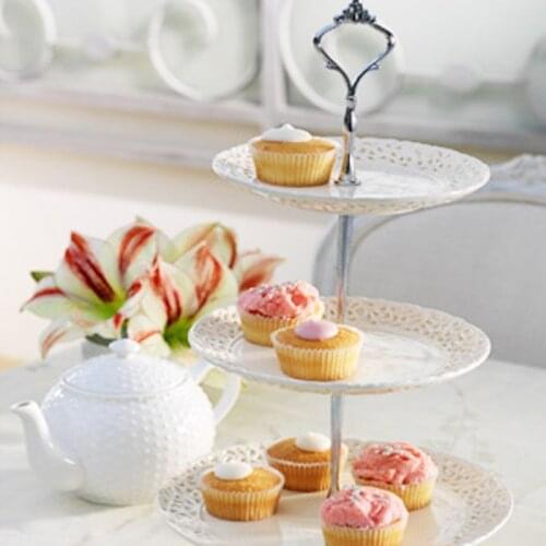 1 Sets 2 Or 3 Tier Cake Plate Stand(Plate Not Include) Handle Crown Fitting Metal Wedding Party Silver/Golden