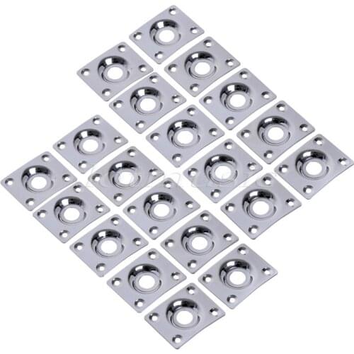 20PCS Chrome Blank Metal Square Guitar Jack Plate Recessed For Guitar Replacement