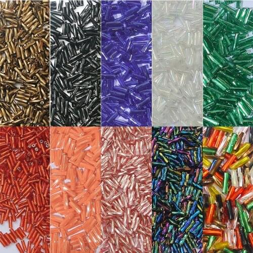 300Pcs 2x6mm Twist Bugles Loose Glass Seed Spacer Tube MIYUKI Garment Jewelry Beads For Sewing Cloth DIY Making Sew Supplies