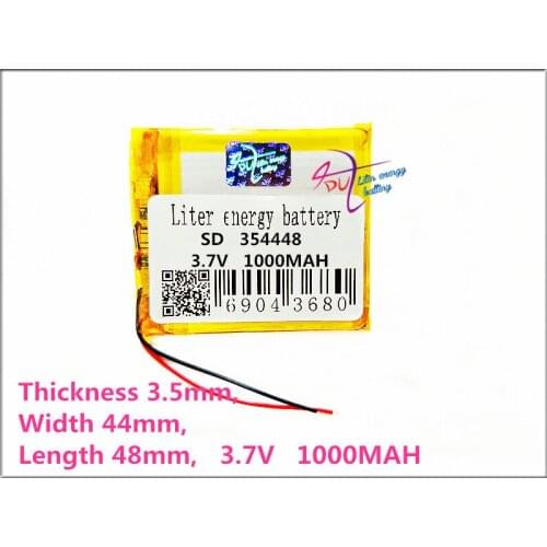 354448 3.7V 1000MAH Lithium Polymer LiPo Rechargeable Battery li ion cell For Mp3MP4MP5 GPS DVD PAD mobile phone camera recorder