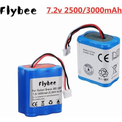 Upgrade 7.2V 2500mAh/3000mAh Ni-MH Battery for irobot braava 380T 380 390T Mint 5200 5200B 5200C 7.2v Rechargeable battery