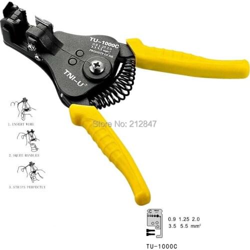 Anti-slip Black Handle Automatic Wire Stripper Cutter 0.9-5.5 (mm2)