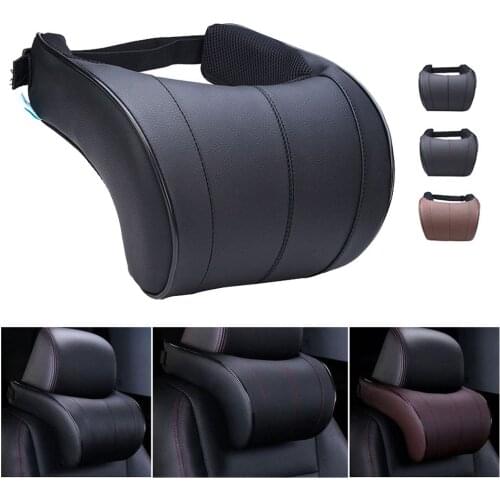 Pu Leather Auto Car Neck Pillow Memory Foam Filling Seat Headrest Cushion Pad Neck Rest Head Protection Car Neck Support Pillow