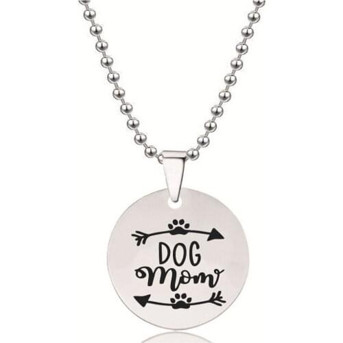 BLINGPAW Stainless Steel Pendant Neckalce Dog Mom Keychain Dog Tag Bag Ornaments Gold Black Silver