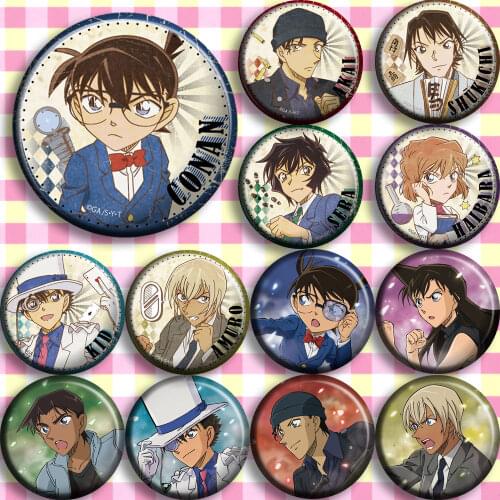 Brdwn Detective Conan Case Closed Conan Edogawa Kudou Shinichi Mouri Kogorou Haibara Ai Cosplay Badge #O