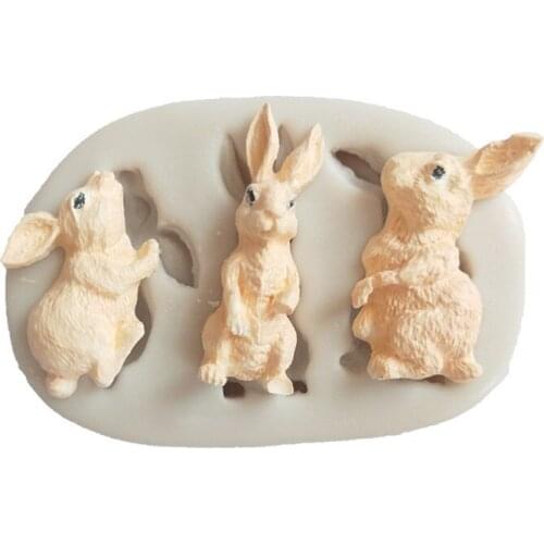 DIY Epoxy Resin Rabbit Modeling Silicone Mold Chocolate Mold Cake Baking Decoration Soft Clay Plaster Rabbit Silicone Mold