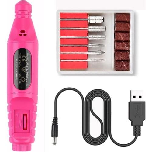 Electric Nail Drill File Acrylic Manicure USB Portable Low Noise Machine Kit For Manicure Pedicure Electric Nail Art Drill