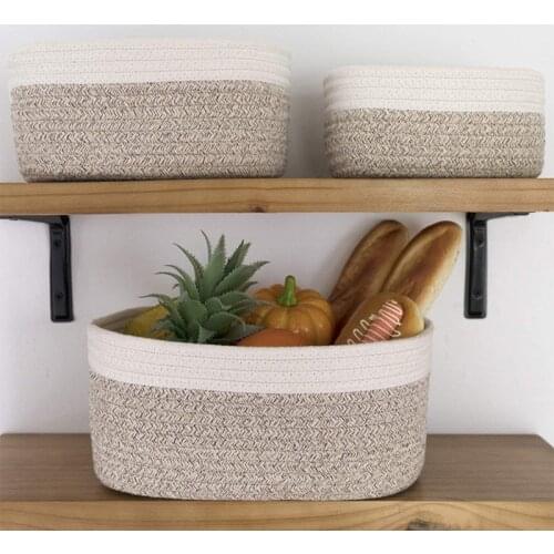 Handwoven Cotton Rope Food Storage Severing Tray for Breakfast Snack Sundries Dining Room Decor