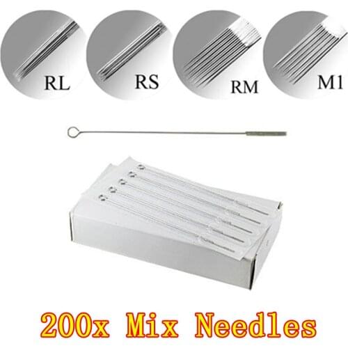 Tattoo Needles Mixed 200 pcs Top Sterilized Mixed Assorted Sterilize Tattoo Needles RL/RS/M1 Tattoo Machine Needles Assorted