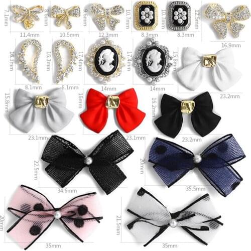 Bowknot Ribbon Zircon Nail art 2pieces 3D Jewelry Japanese Nail Decorations Top Quality Metal Crystal Manicure Diamond