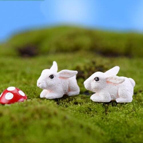 ZOCDOU 1 Piece White Rabbit Hare Coney Carrot Lapin Grassland Australia Small Statue Figurine Crafts Ornament DIY Miniatures