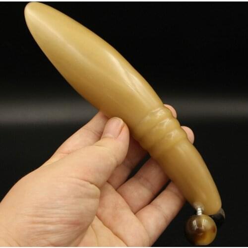 Gua Sha Natural White Yak Horn Guasha Stick Point Pencil Scraping Massage Car Scraper Barrel Tea Spoon Hollow Massager Rod