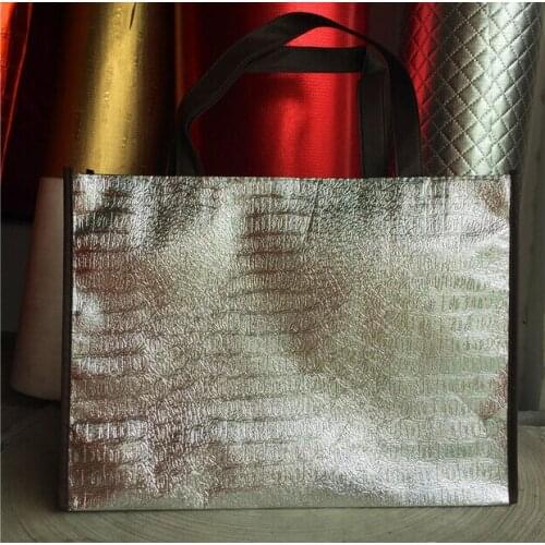 Silver Gold Fashion Crocodile Pattern 100PCS/LOT Laminating Non-woven Gift Bag High-grade Bag For Shopping Opening Promotion