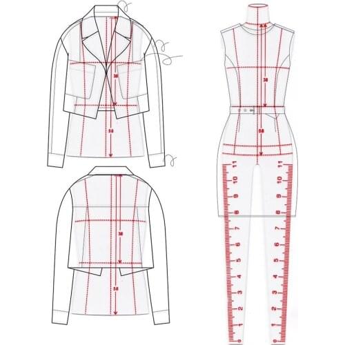 Male Fashion Ruler Garment Design Effect Style Men Drawing Template Ruler Original Design Model 26cm Height