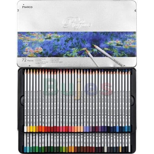 Marco Professional Painting Oil Colored Pencil,24 36 48 72Colors for Painting and Drawing Artist Sketching Supplies Tin Box Set